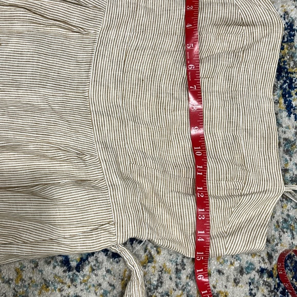 J Crew Linen Tan & White Striped Marseille Belted Jumpsuit - Picture 10 of 11